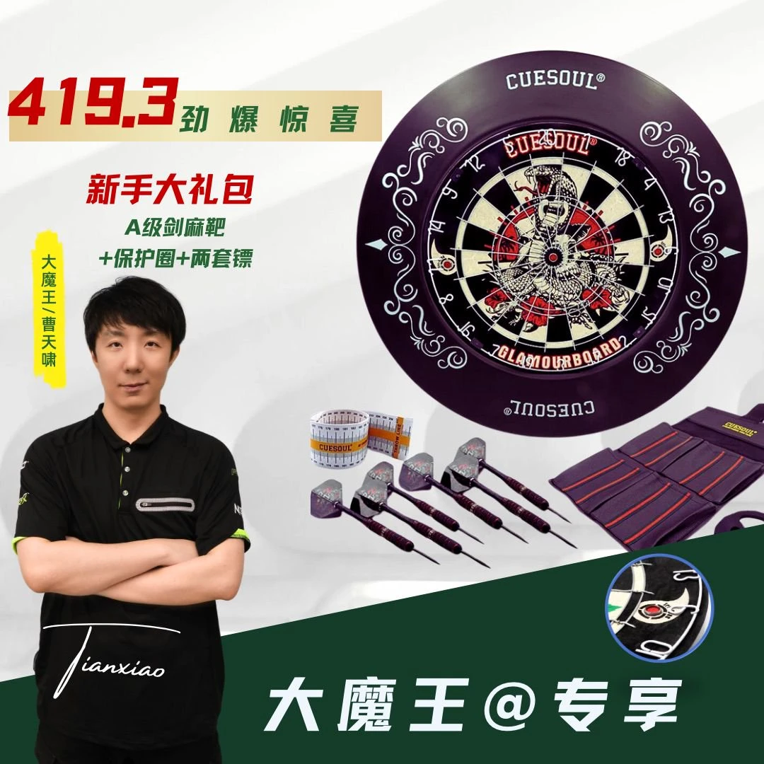 CUESOUL/Q獣肯尼亚剑麻比赛级蛇图案创意三角网靶三眼飞镖盘套装