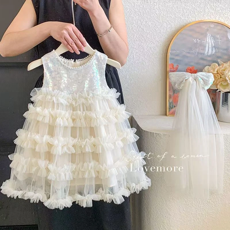 6Y174女童连衣裙法式蛋糕裙2025小女孩生日公主裙洋气时髦纱纱裙