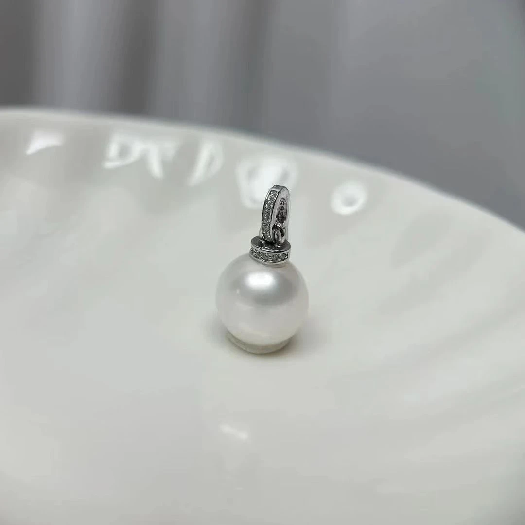 淡水万能扣天然大点位珍珠吊坠12-13mm S925银