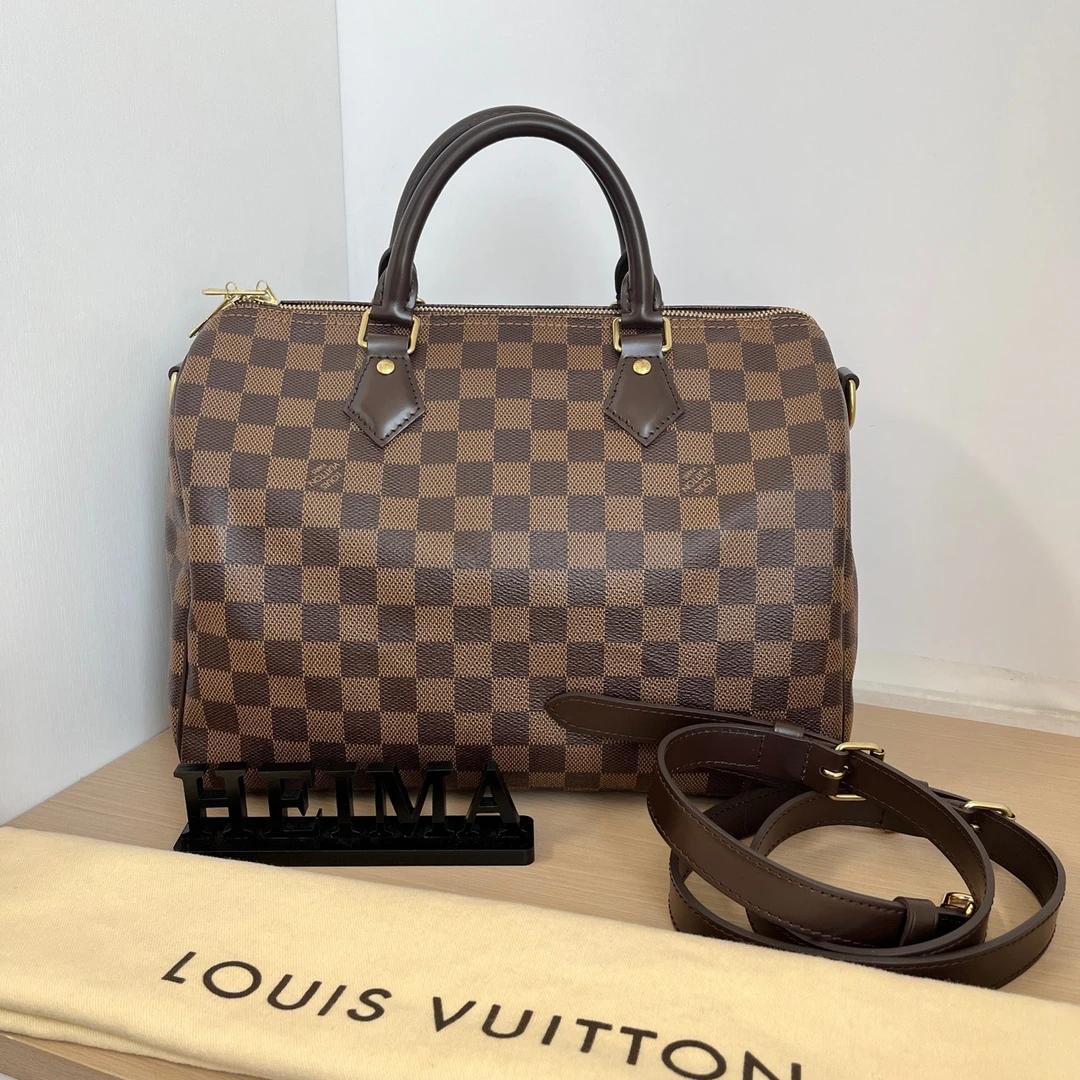 95新 LouisVuitton/路易威登 12722905 棕棋盘格speedy30肩带款