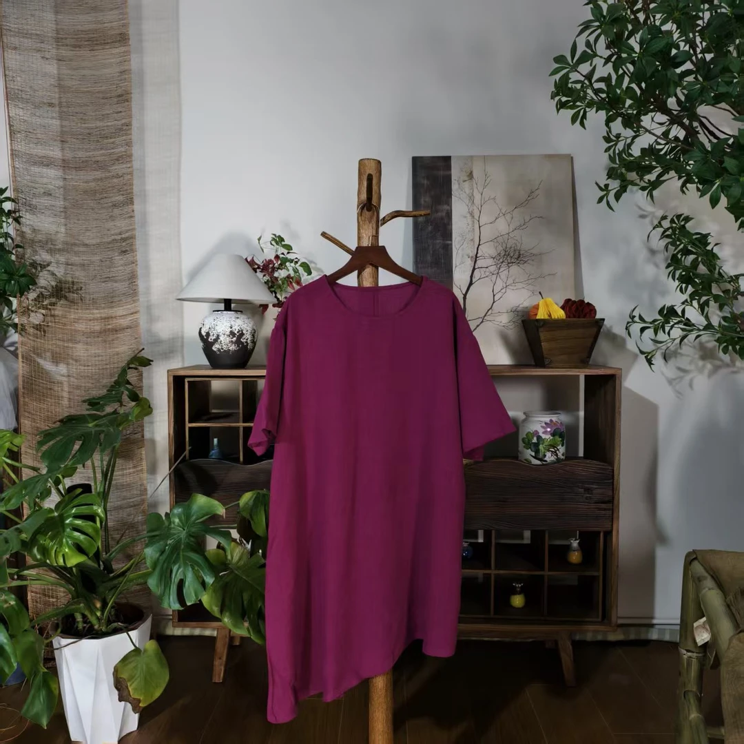 【大梅子推荐】设计款亚麻不规则袍子MQ7155A