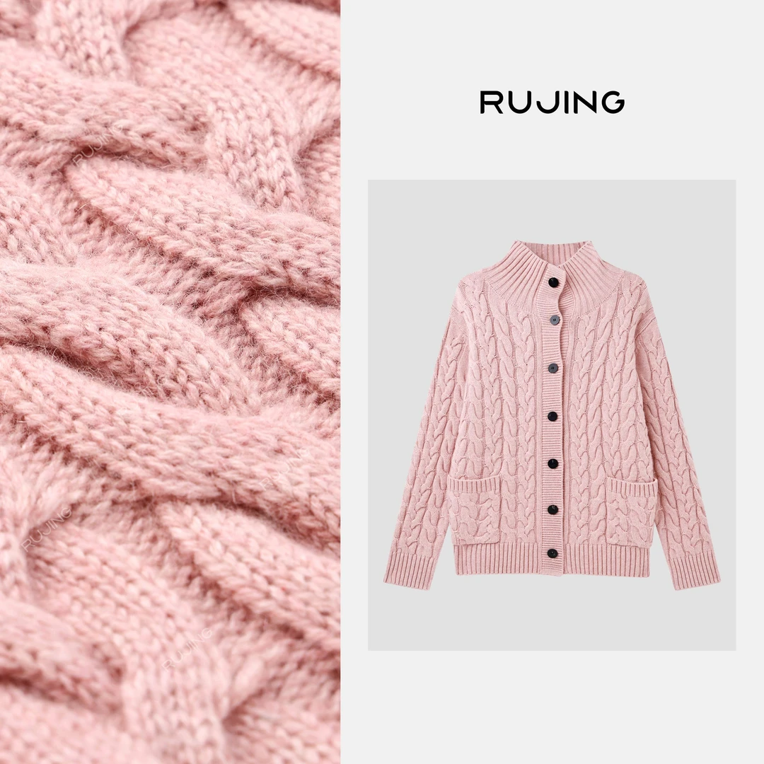 RUJING丨顶奢【半高绞花】2股26支65%羊毛35%羊绒针织衫2510MZYY112