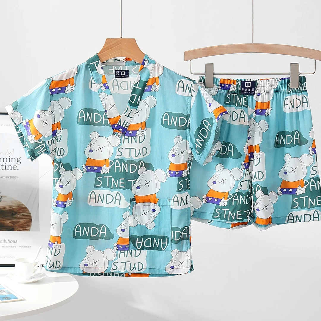 儿童汗蒸服宝宝薄款全棉可爱家居服睡衣浴服大童小童婴儿女童幼儿