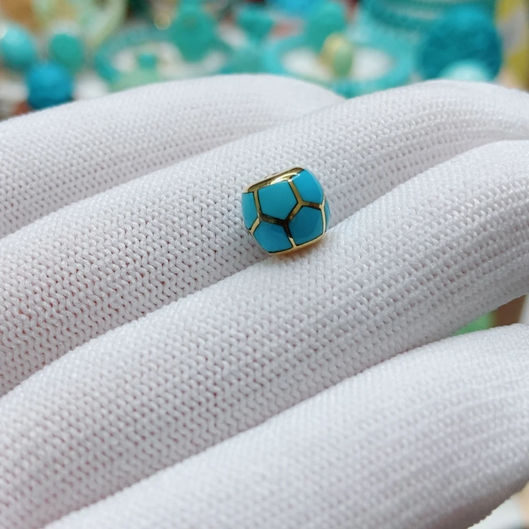 绿松石18K金镶嵌珠子8.6m