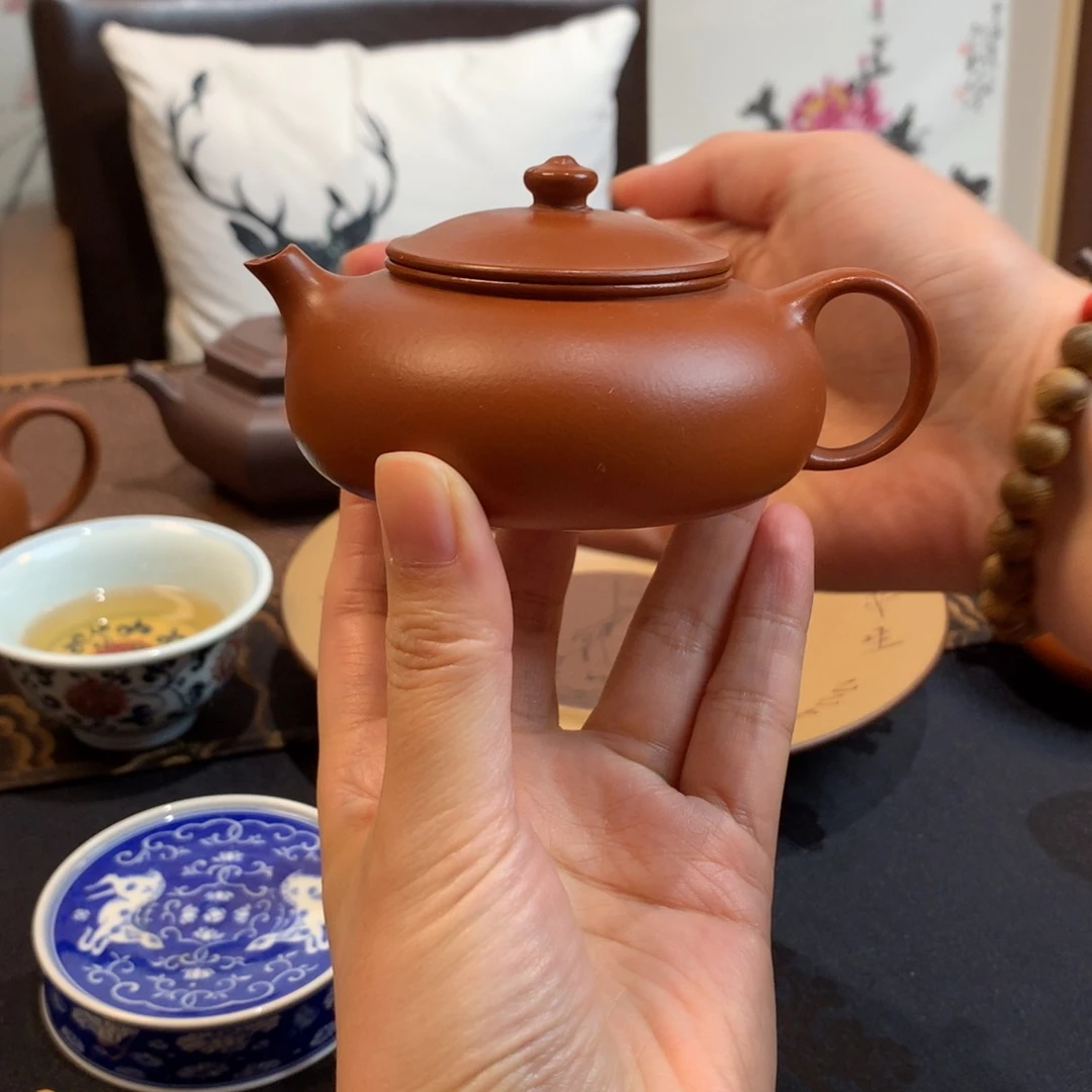 紫砂茶壶朱泥寒江