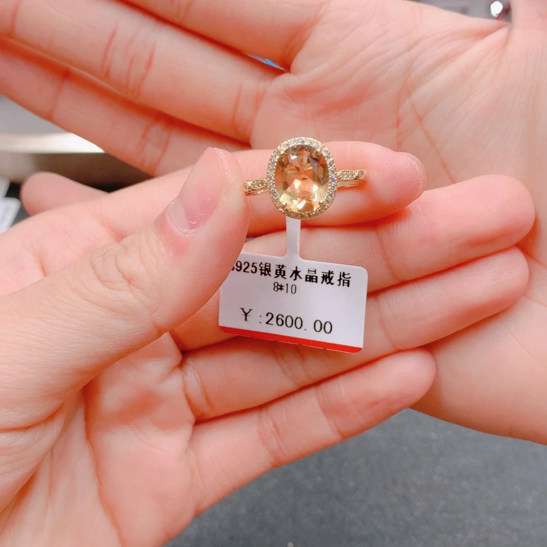 戒指银S925镶嵌水晶戒指