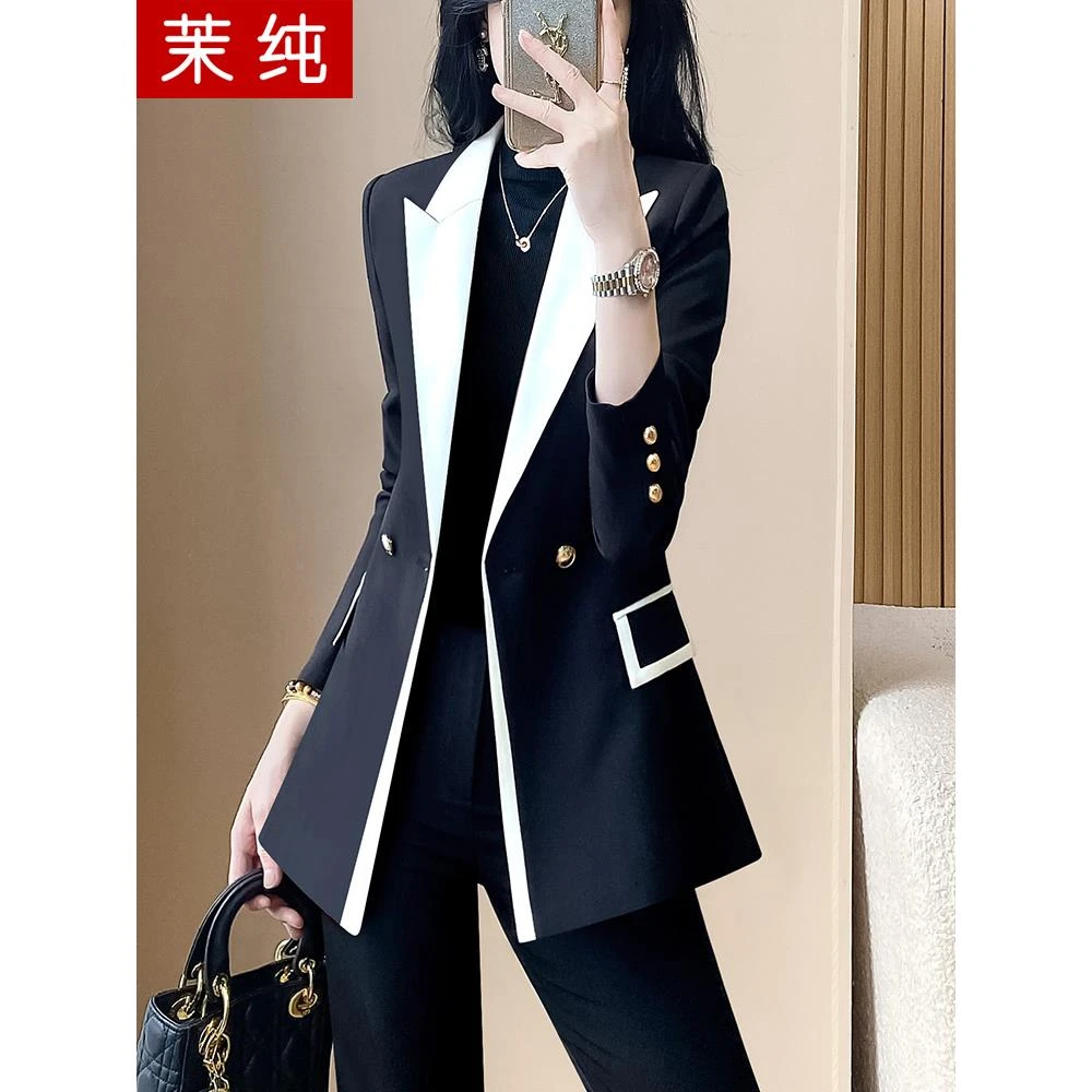 西装外套女黑色设计感秋冬拼接小西服高级感休闲新款时尚正装洋气