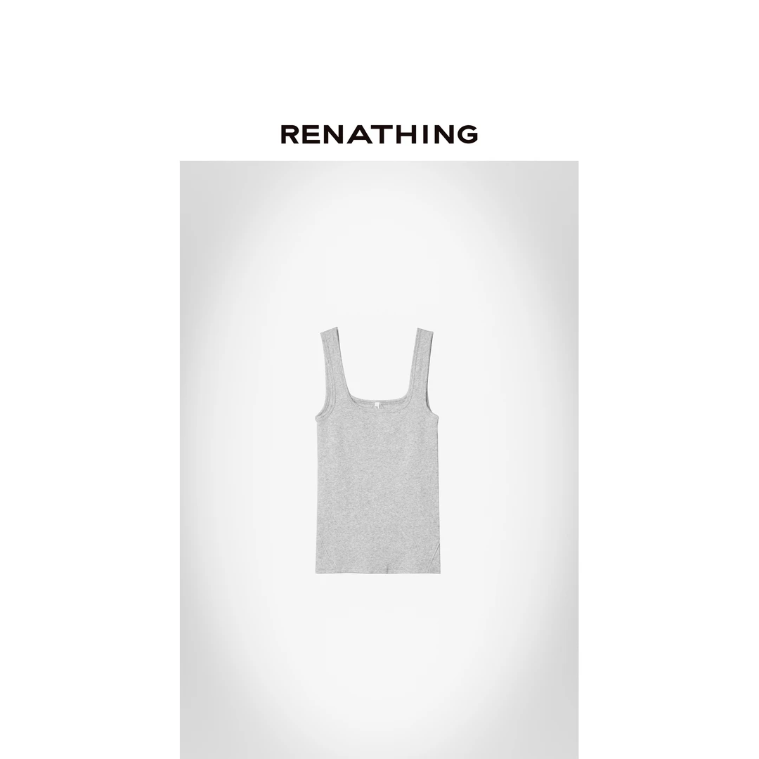 【RENATHING】拼接罗纹弹力吊带背心