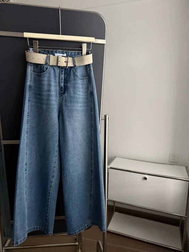 高腰显瘦直筒牛仔裤女阔腿长裤时尚百搭