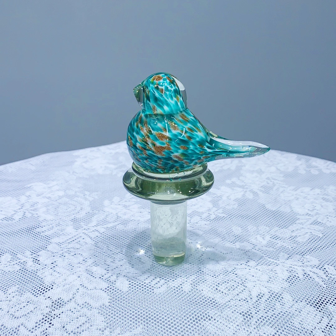 创意手工玻璃摆件可爱家居桌面装饰书架镇纸玻璃小鸟瓶塞