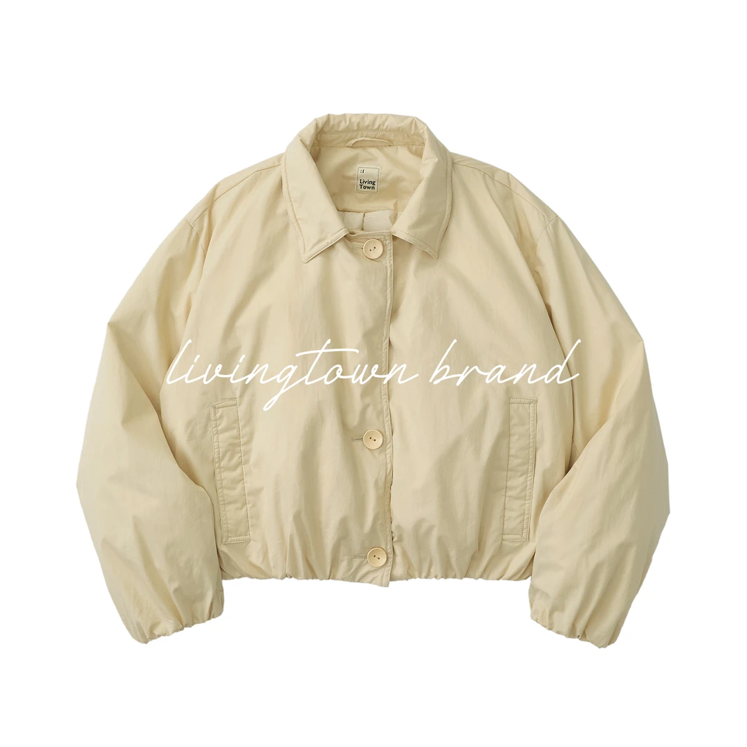 LIVINGTOWN 日系休闲独特鱼骨结构可手动调节门襟90白鸭绒羽绒服