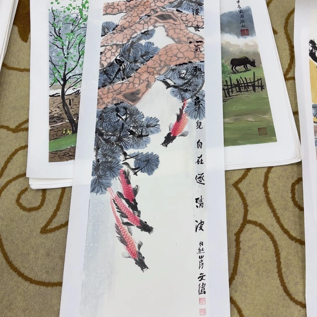 国画落***生王文伟四尺对开李欣主播