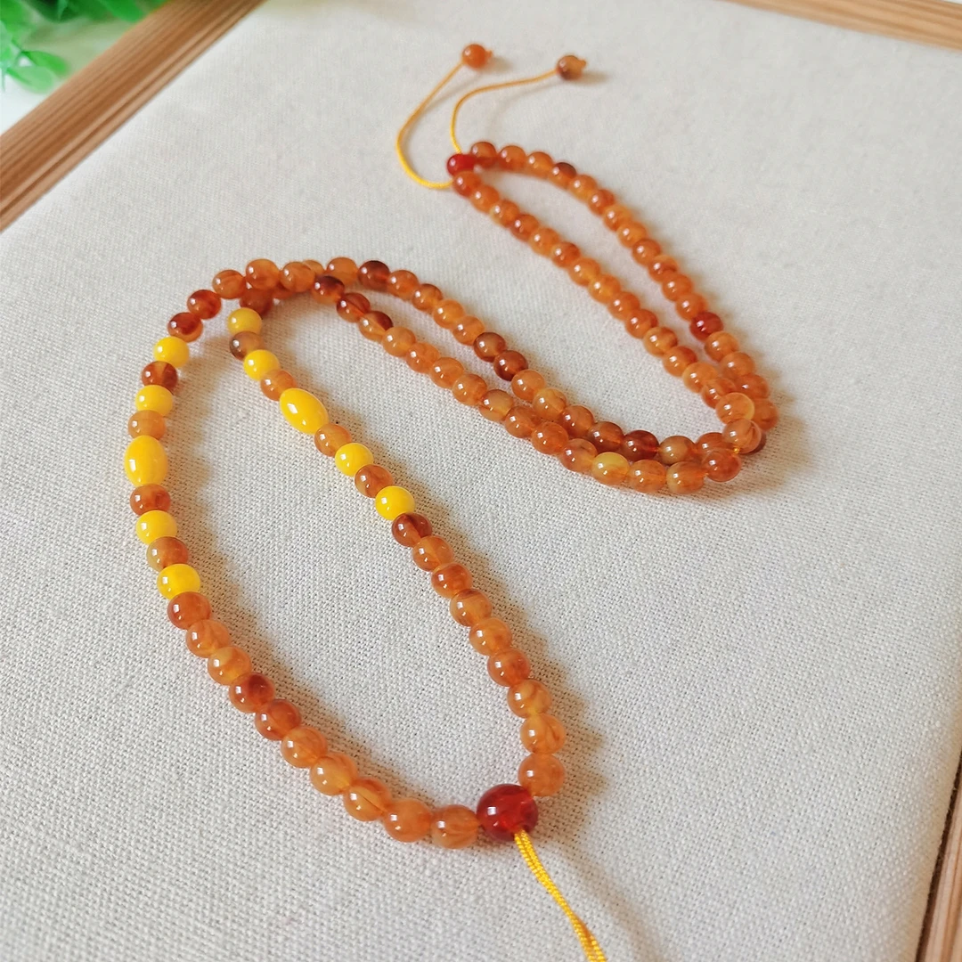 非金属棉绳项链 百搭项链吊坠配链毛衣链黄花蜜圆珠挂绳款万能链