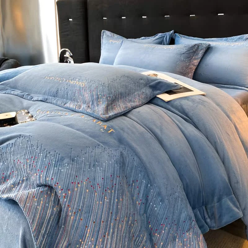 冬季轻奢高级感牛奶绒四件套宝宝绒加厚珊瑚绒被套婴