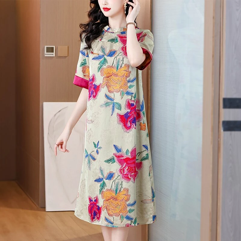 禅意新中式国风气质高级感连衣裙女夏季2025年新款女士宽松连衣裙