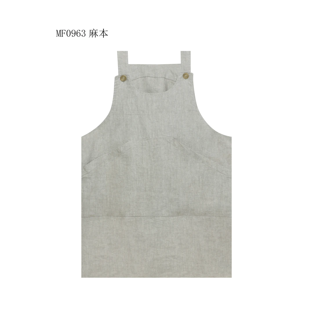 【麻訪家】MF0963麻本复古文艺纽扣减龄宽松休闲百搭背带裙
