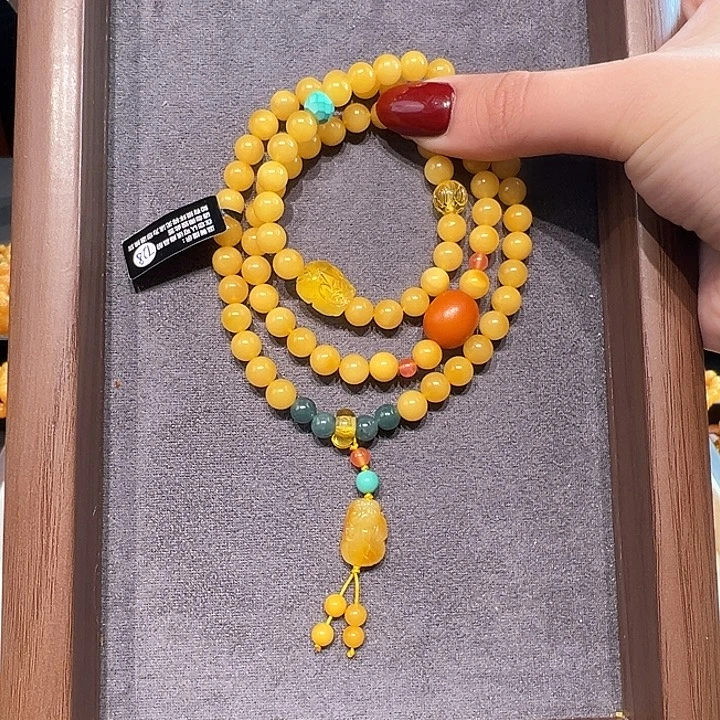 蜜蜡未镶嵌手串6.9mm蜜蜡手串