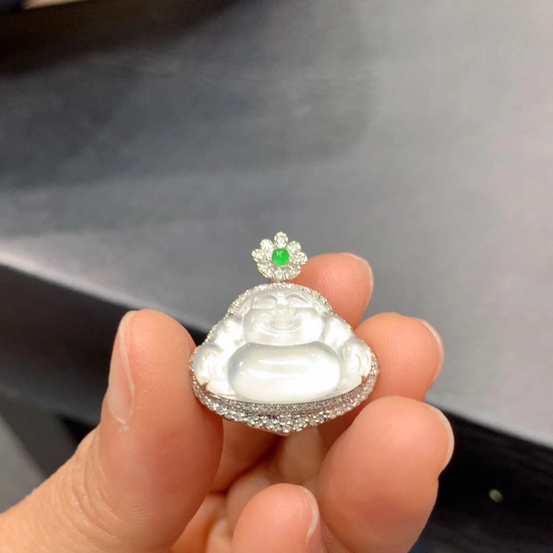 翡翠18K金镶嵌吊坠(不含链)