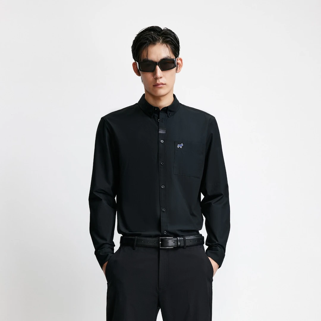 【纯棉】杰克琼斯秋款男士商务休闲长袖衬衫轻奢刺绣衬衣高级感男装