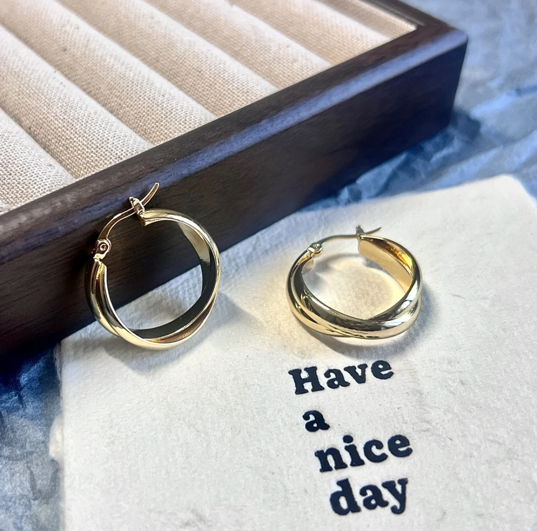 合金耳饰 几何扭花时尚百搭耳环1907