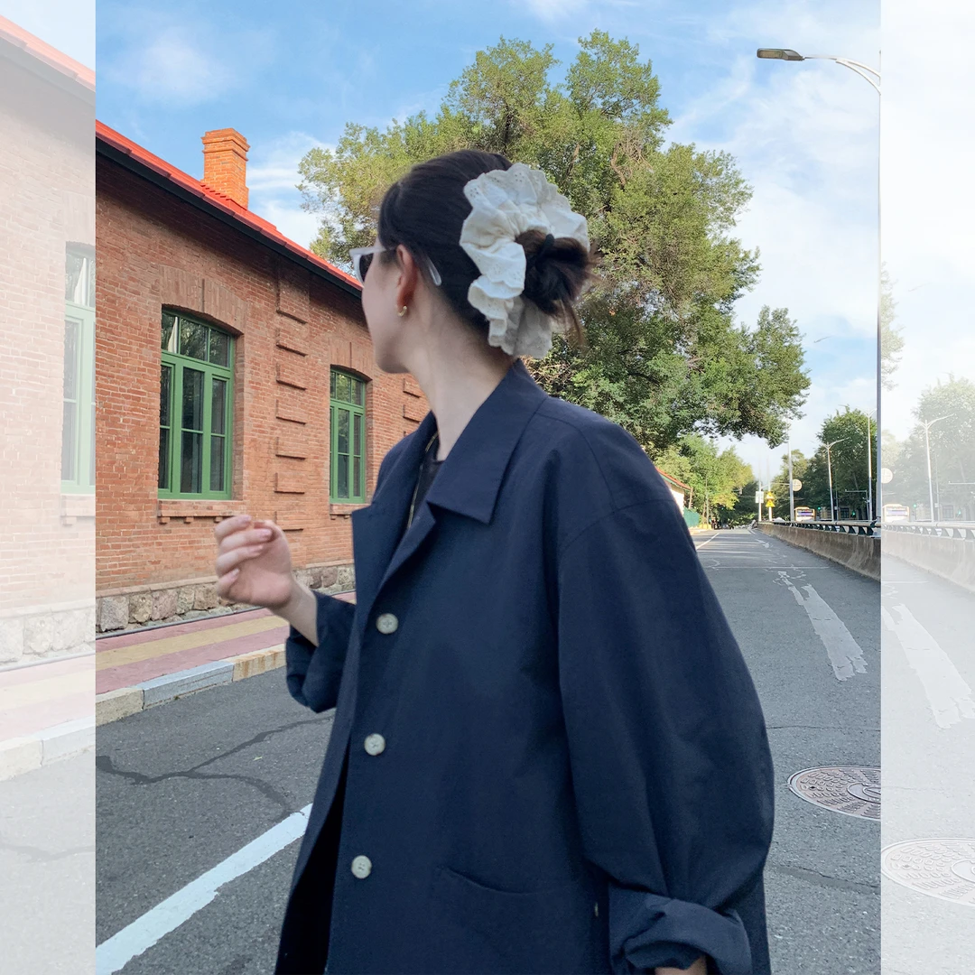 莉贝琳sisy风度外套女宽松落肩松弛氛围感翻领短风衣S25208DC01