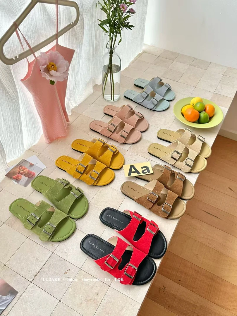 福秒-真皮舒适的百搭型～双畔勃肯半拖（XZ980-5#）爱唯依