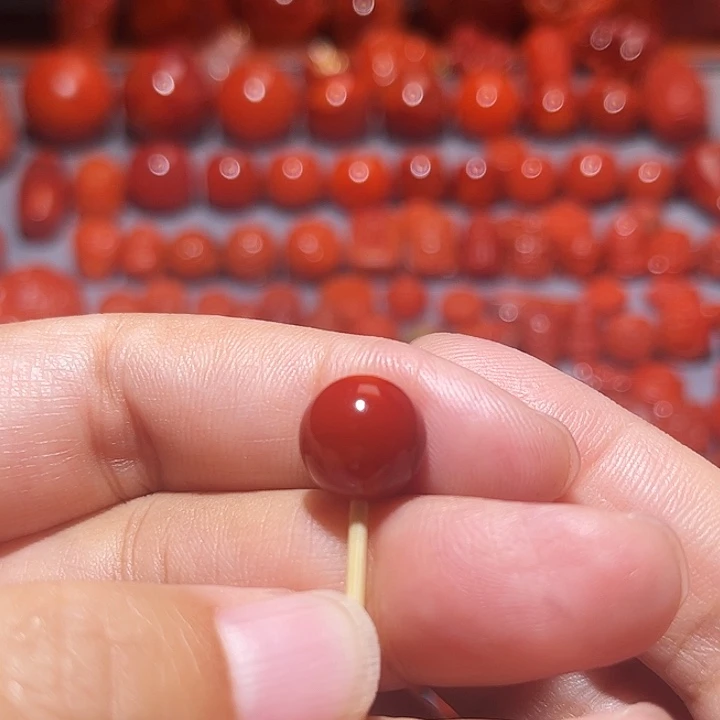 南红玛瑙未镶嵌配饰牛血火焰纹圆珠11mm