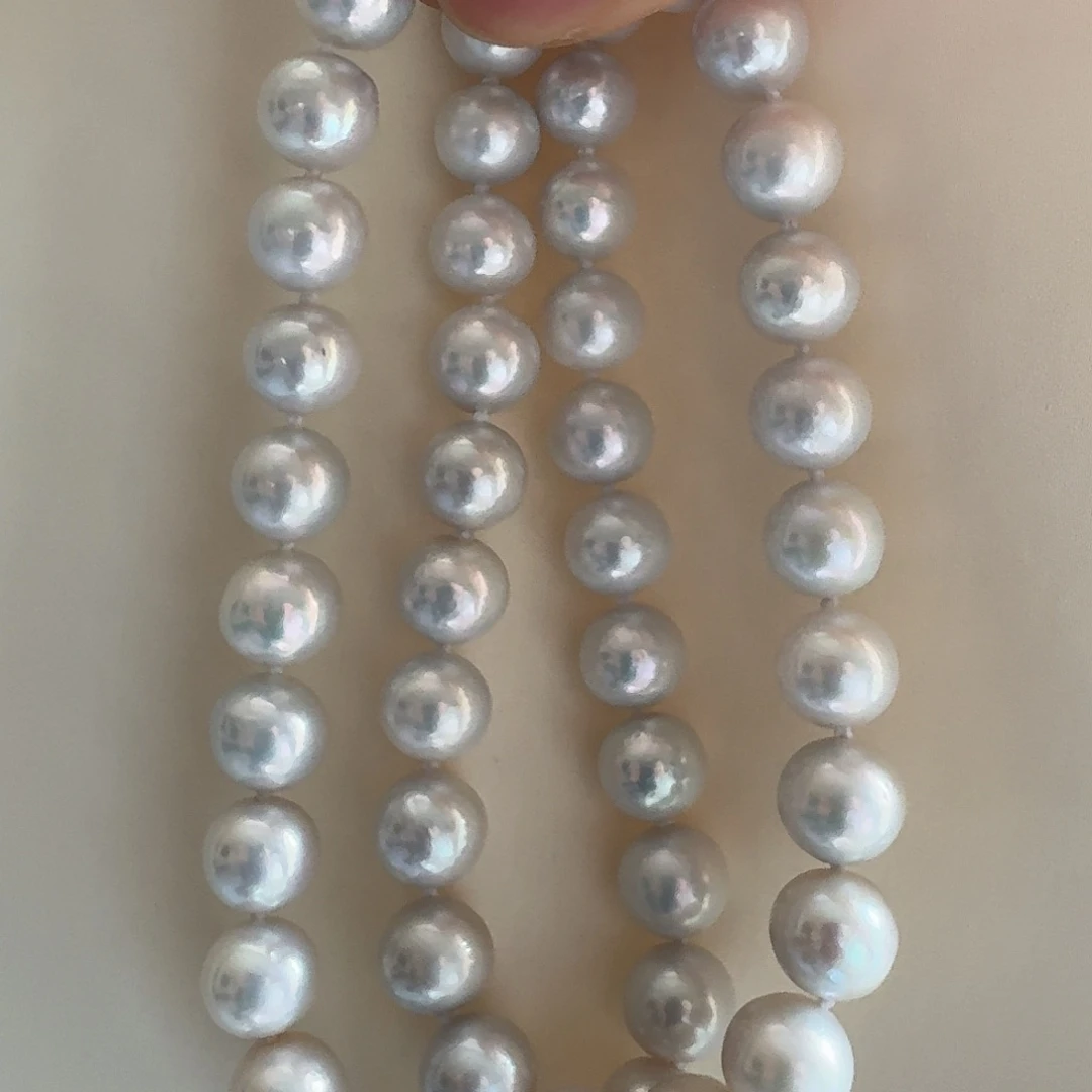 淡水珍珠银S925镶嵌颈饰8-9mm