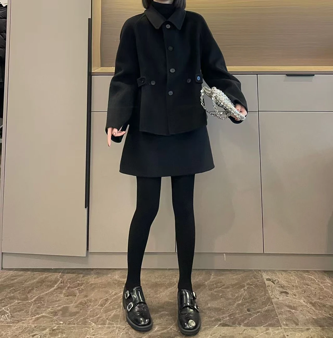 米可/MK-3197ZJ【收腰显瘦中短款双面大衣】时尚冬季新款双面大衣