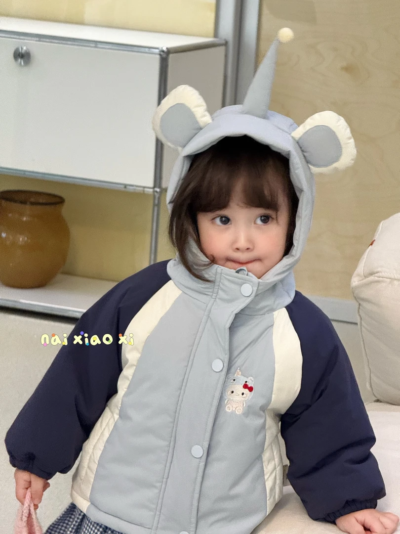 NXX-57112--KT拼色棉服--藏青--NO退NO换