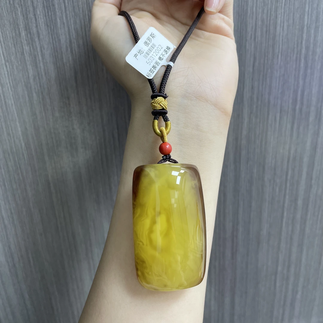 兰蜜珠宝天然原矿琥珀蜜蜡橘底妖花特色牌子吊坠57✖️34✖️20mm