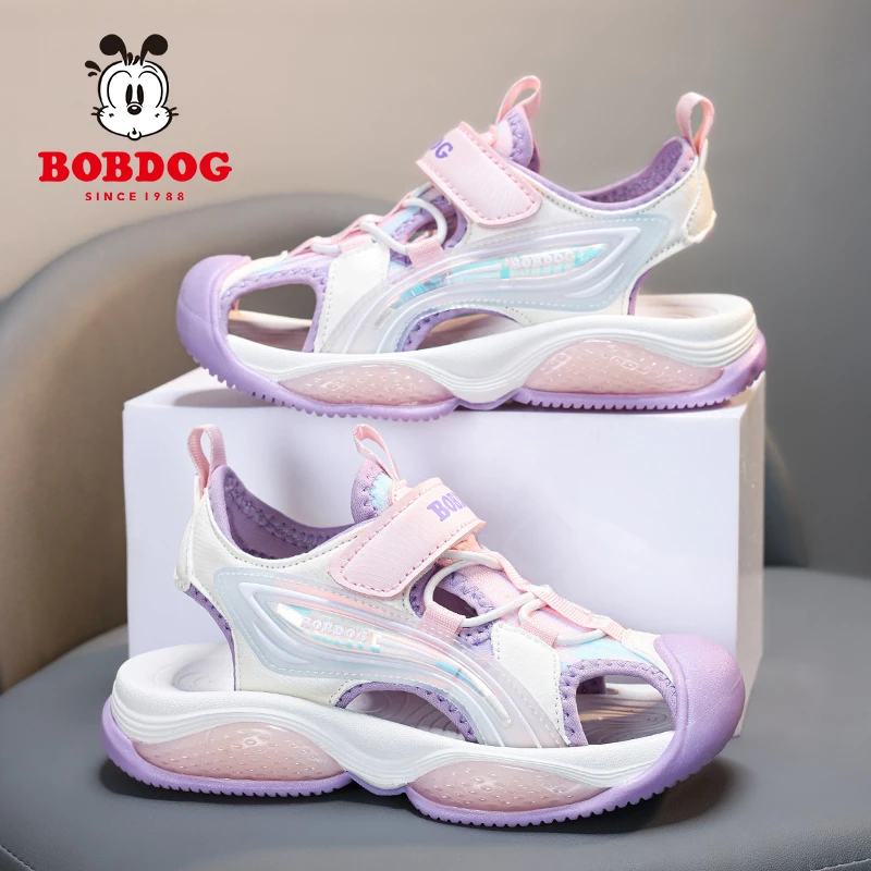 巴布豆女童鞋子儿童凉鞋夏季2025年新款透气女孩软底包头凉鞋爆款