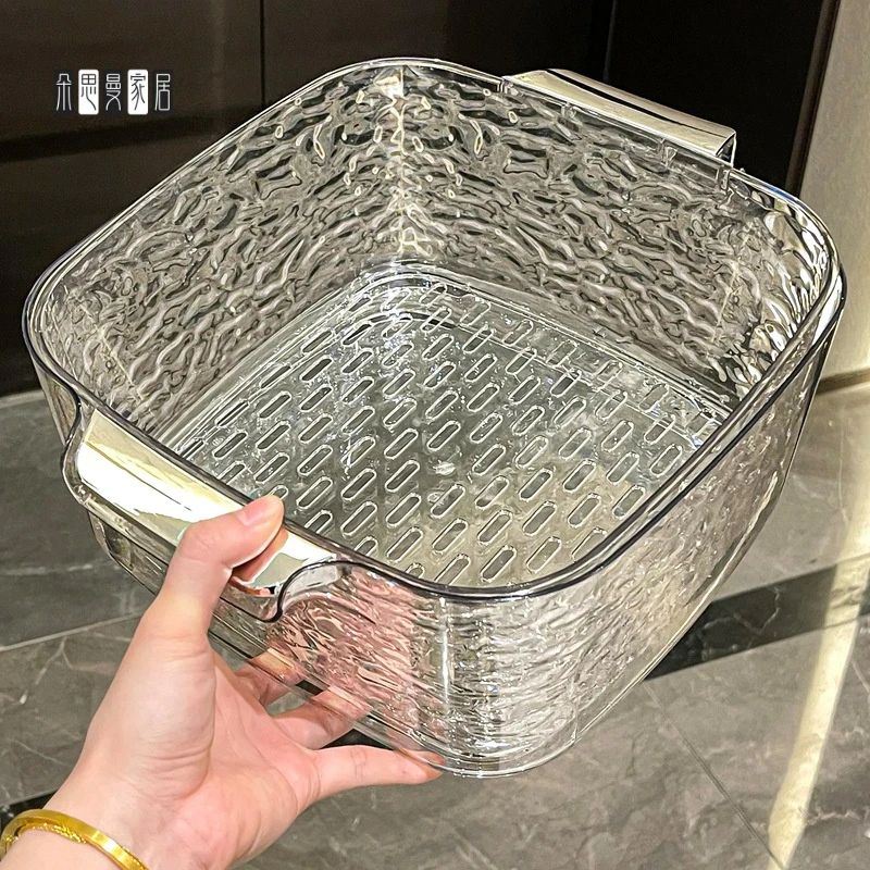 朵思曼双层洗菜盆沥水篮新款家用客厅塑料水果盘厨房滤水菜篓淘洗