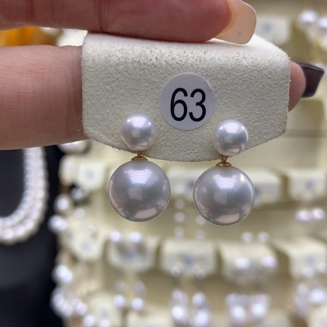 耳饰18K金镶嵌淡水珍珠