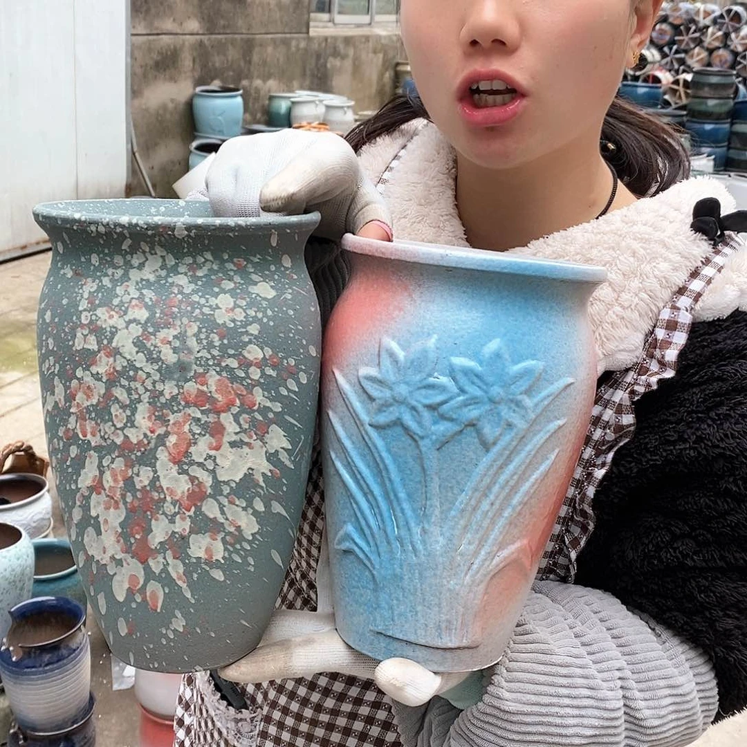紫砂花盆瑕疵口15高25