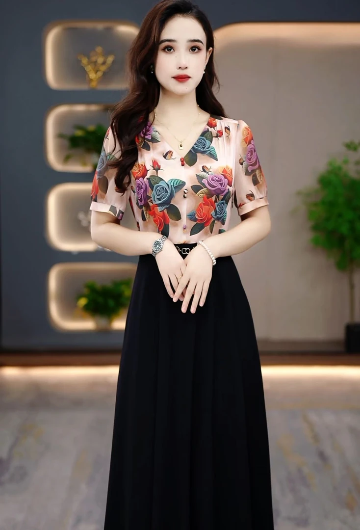 气质妈妈装2025时尚夏季连衣裙百搭修身显瘦MY24J255