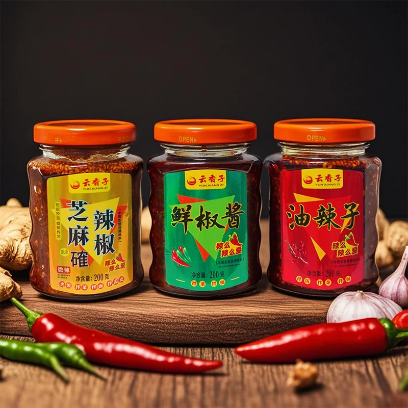 云香子鲜椒酱油辣子芝麻辣椒3瓶组合装彩椒酱拌饭拌面调味下饭酱