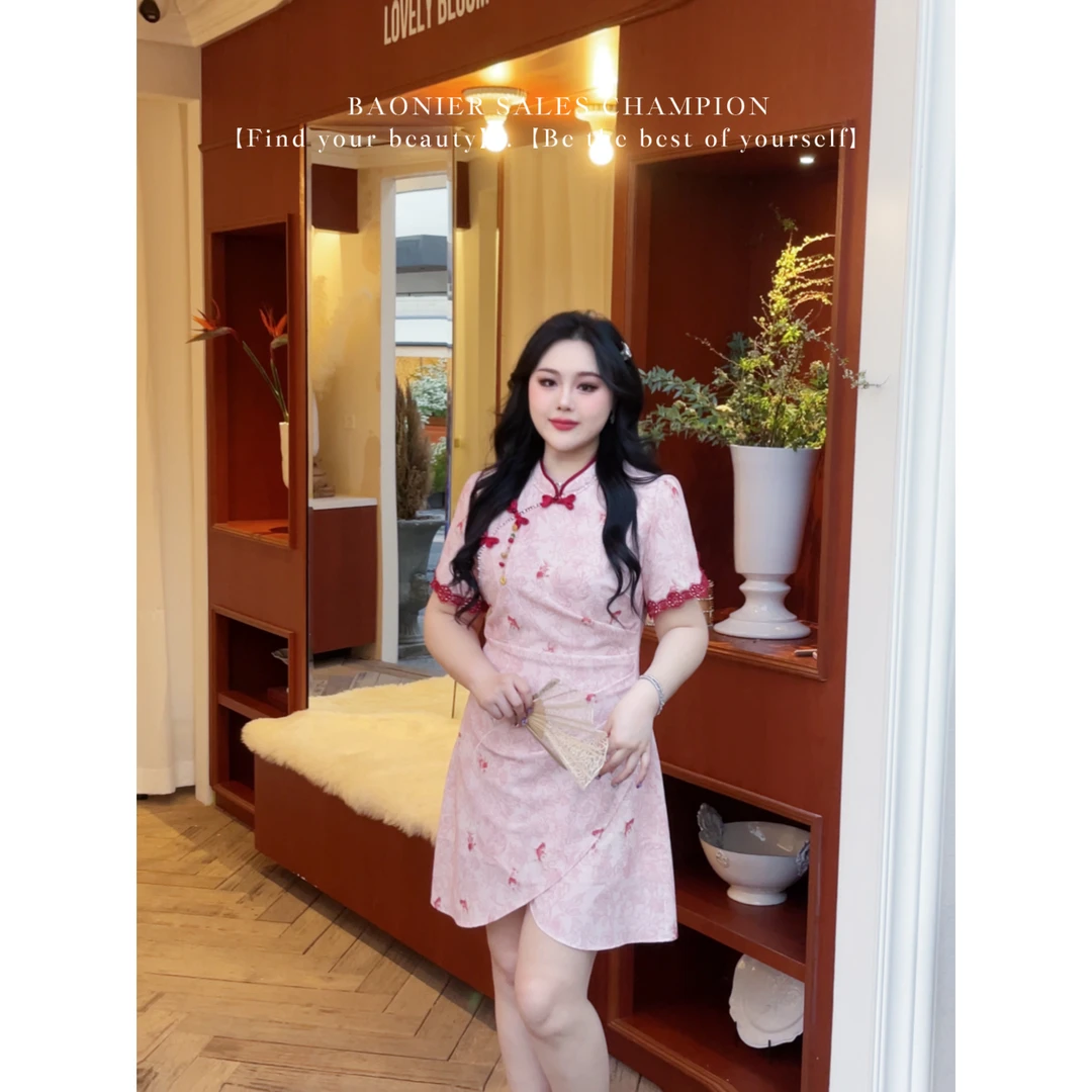 BAONI 夏季新款胖mm显瘦连衣裙#U25X1092