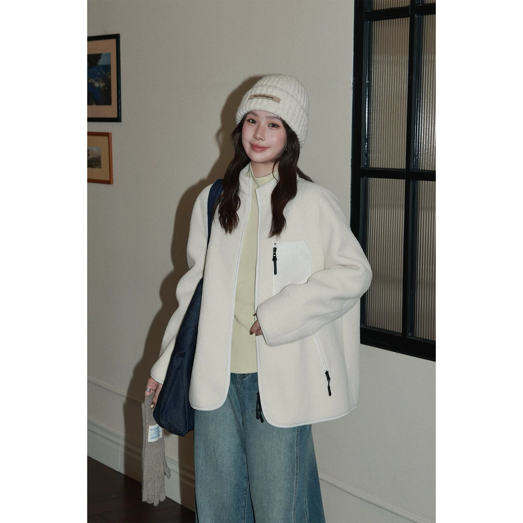 现货大婉酱微胖定制【雪雾绒外套】韩系摇粒绒拉链外套冬上衣1018D