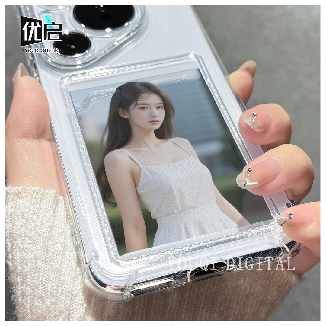 【可放照片】适用华为Pura70pro手机壳新款pura70透明气囊情侣卡套