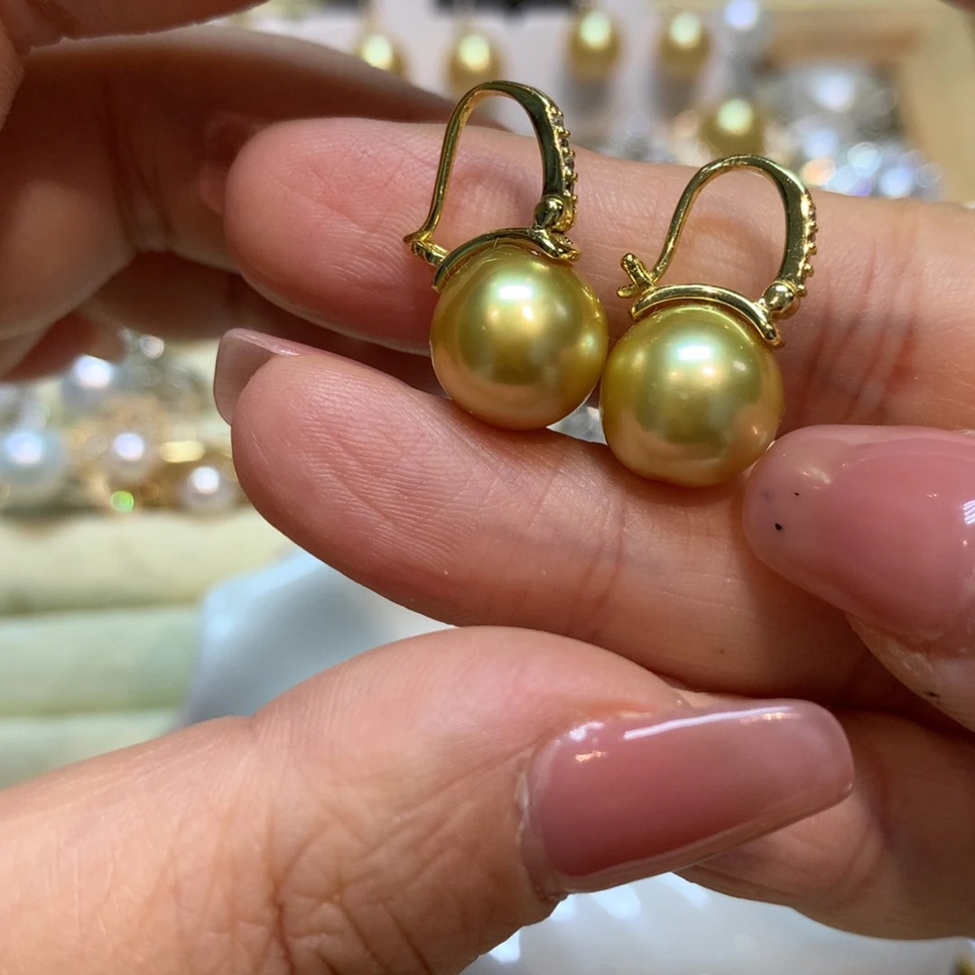 海水珍珠耳饰银S925镶嵌