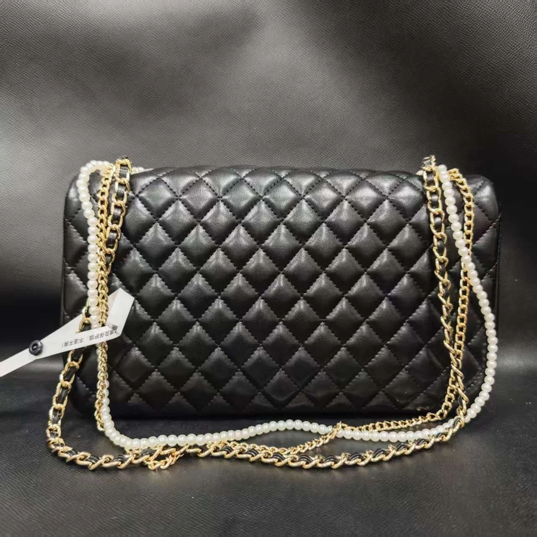 SMVP 高定奢品 时尚潮流真皮新款女包斜挎包珍珠 10989 黑色