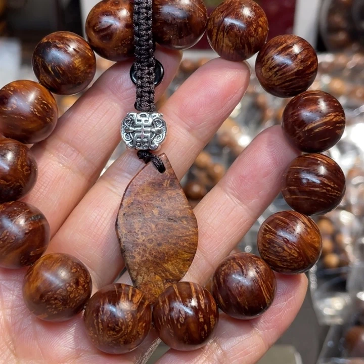 柏木（崖柏）手串/手链15黑金骨料金丝雪花