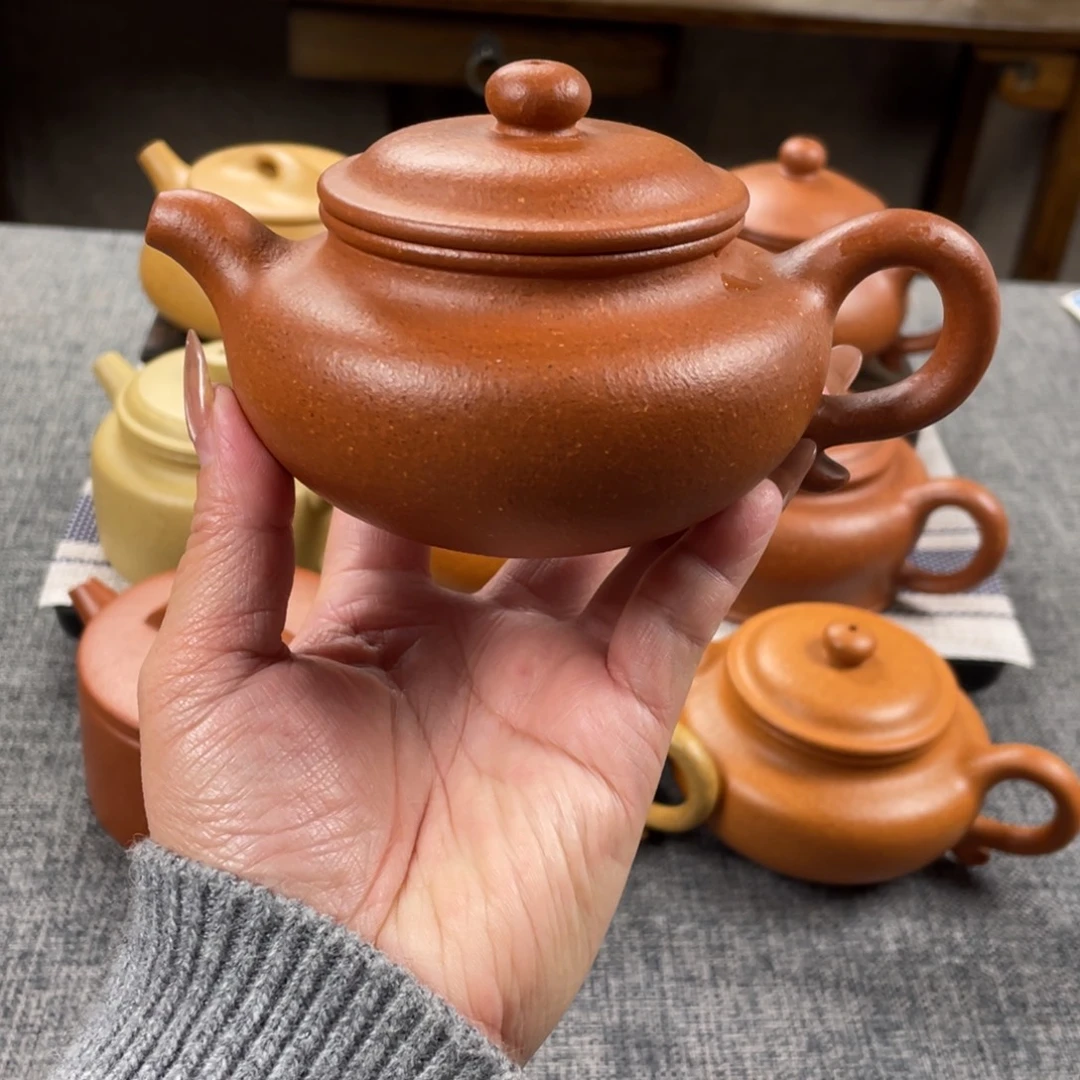 茶壶紫砂红降坡仿古全手30目200