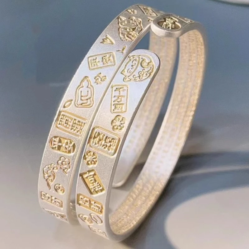 足银手镯 999足银吉言手镯女年轻款纯银镯子招财猫国潮送妈妈礼物