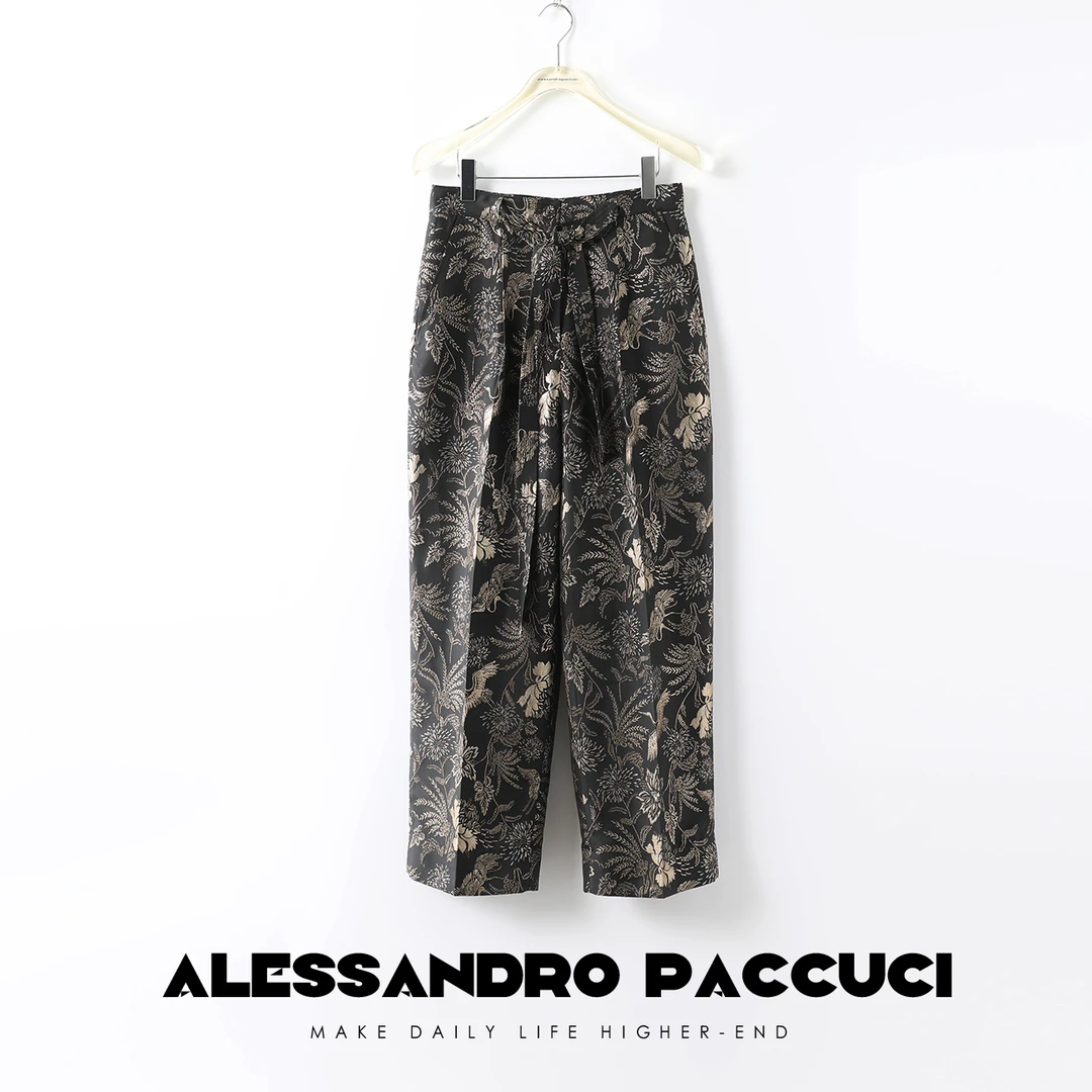 【孤品特价不退换】洛哥21479X伊士曼醋酸 描金提花新中式休闲裤