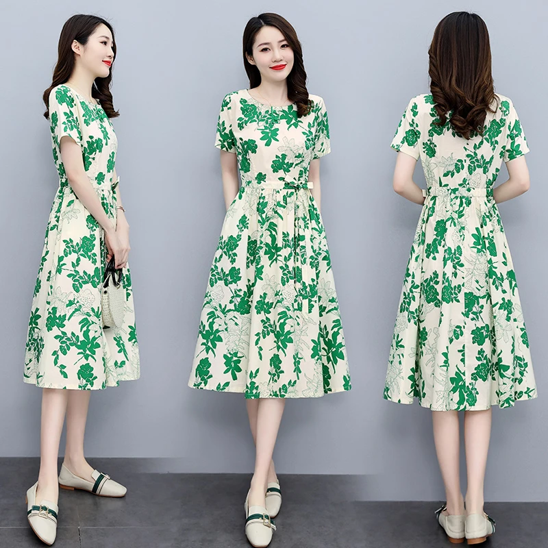 夏季新款时尚印花连衣裙2024年夏季2024年夏季