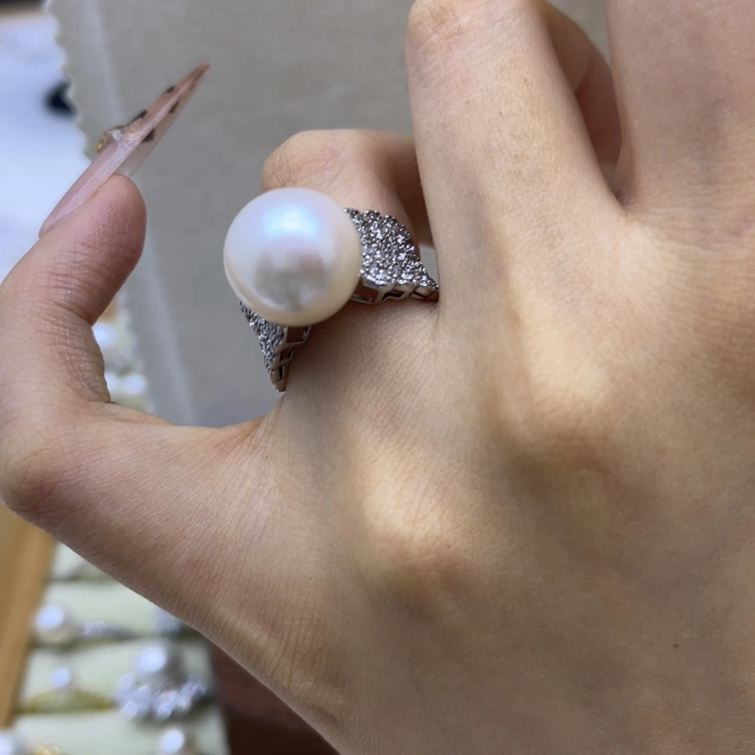 淡水珍珠银S925镶嵌戒指