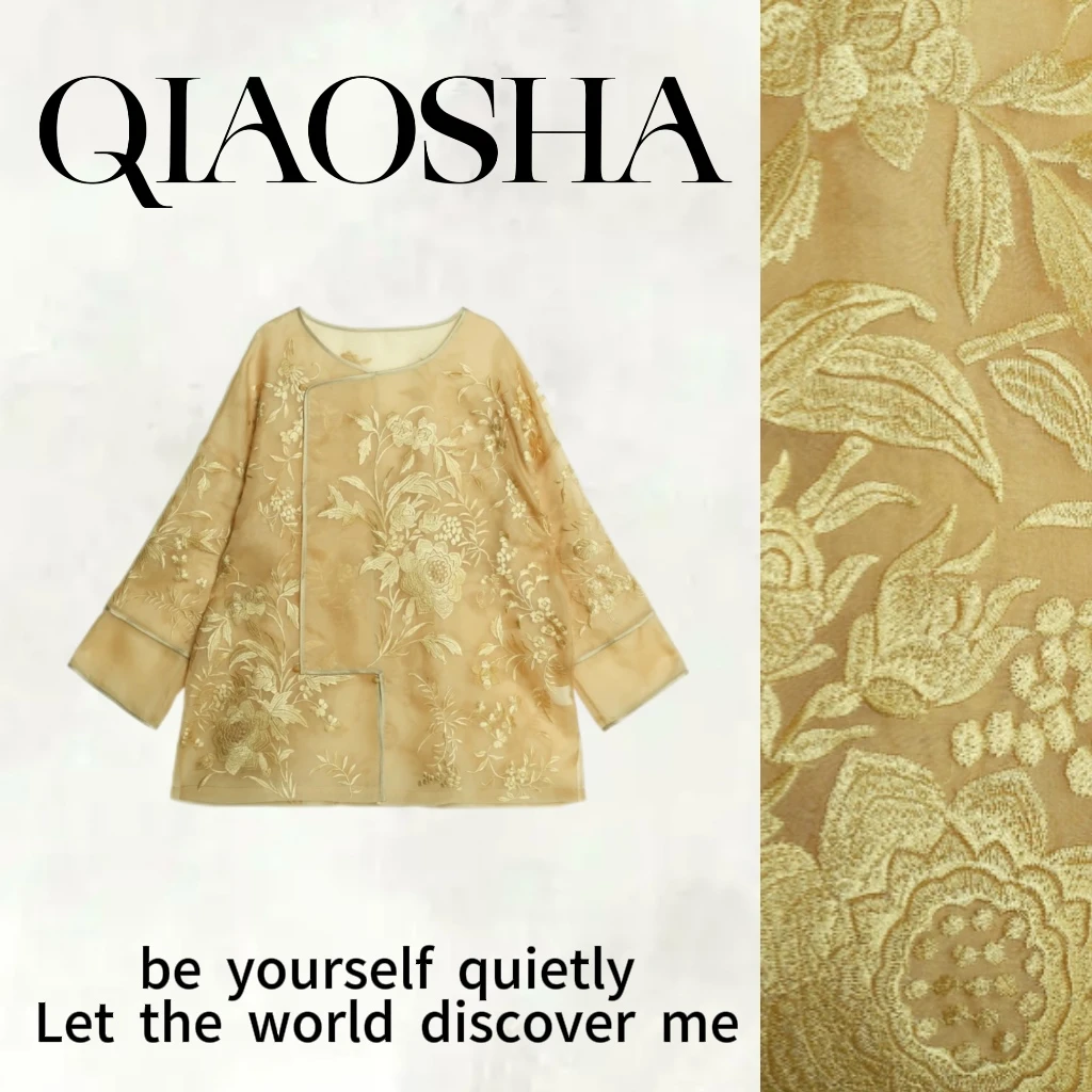 【彩嘉专属】F388新中式国风富贵花满绣重工刺绣外套