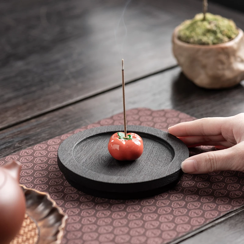柿柿如意香托线香香插高端国风藏香香座创意陶瓷小香炉